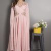 BABY PINK GOWN FALLING SLEEVES PATTERN