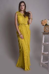 YELLOW SAREE DRAPE