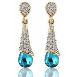 Gold-Blue Zircon Drop Earrings