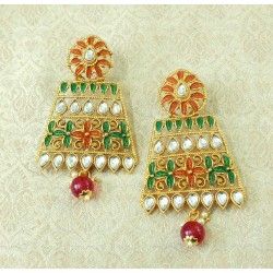 Multicoloured Alloy Chandbali Earrings