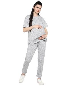 Knitted Grey Nursing Night Wear Set