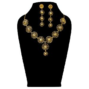 1 Gram Gold Forming Work Golden Color Necklace Set