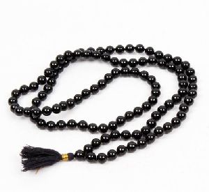 Black Rutile Beads Mala