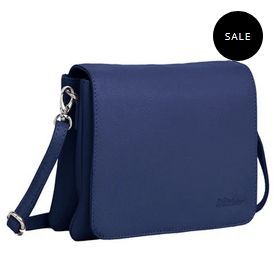 Ladies Blue Leather Crossbody Bag