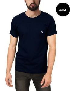 Mens Blue Round Neck T-Shirt, Size : XL