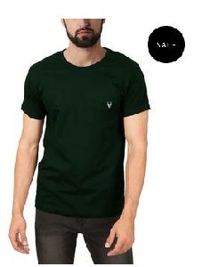 Mens Green Round Neck T-Shirt