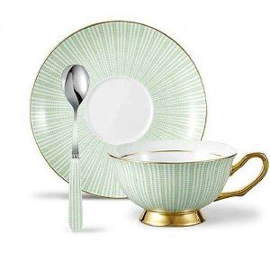 Bone China Pistachio Tea Cup Saucer Set