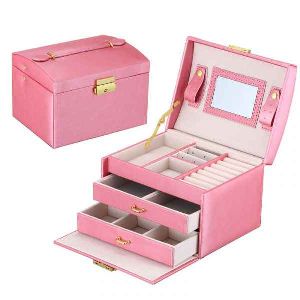 Pink Faux Leather Jewellery Box