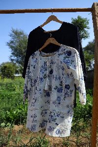FLORAL PRINTED WHITE COTTON TUNIC
