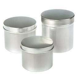 Silver Round Tin Canister