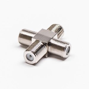 F Type Adapter Four Female Connector Nickel Plated