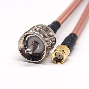 UHF Coaxial Cable Connectors Male Straight Solder Cup To RP SMA Male Straight RG142 Cable