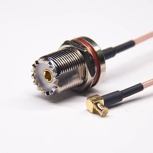 UHF Female Connector Straight Cable To MCX Male Right Angle With RG316