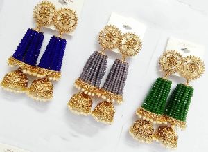 Crystal Earrings with Jhumki