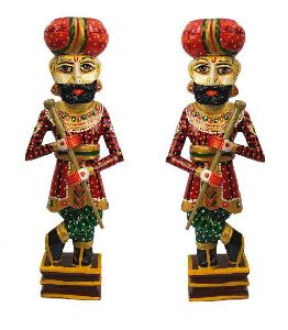 Wooden Hand Painted Darban Statue