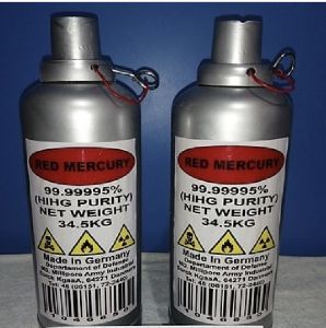 pure red liquid mercury