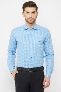 Donzell Light Blue Regular Fit Checked Formal Shirt