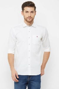 Donzell Men White Slim Fit Plain Casual Shirt
