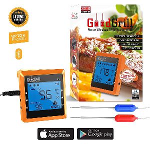 Smart Bluetooth BBQ Grill Thermometer Upgraded Stainless Dual Probes Safe to Leave in Outdoor Barbec