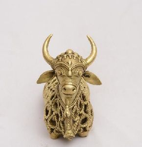Golden Brass Nandi Statue Craft