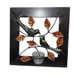 Iron Leaf and Bird Wall Hanging