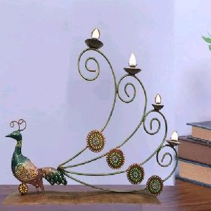 Iron Peacock Candle Stand