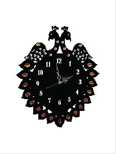 Black Peacock Wall Clock