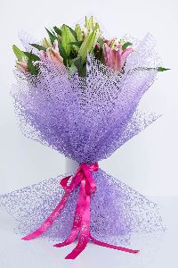 Pink Oriental Lily & Pink Wax Flowers