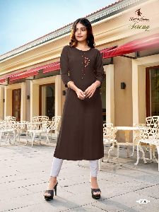 RAYON WITH EMBROIDERY WORK KURTIS