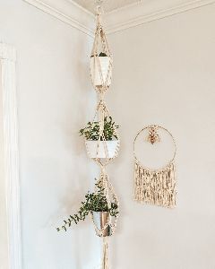 Plant Option Handmade Beautiful 2 and 3 Tier Macrame Planters Made with Cotton Cord