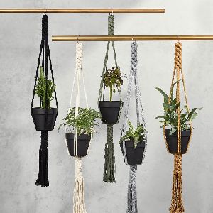 Plant Option Handmade Beautiful Colorful Macrame Planters Made with Cotton Cord
