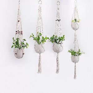 Plant Option Handmade Beautiful Macram Hanging Planters Made with Cotton Cord for Home Dcor