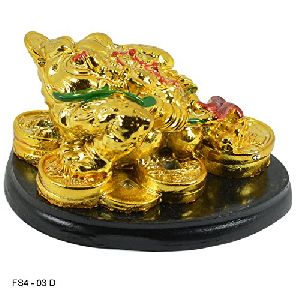 GOLDEN FENG SHUI FROG ON CHINESE COINS WITH BASE &amp;amp;amp;ndash; MULTICOLOR
