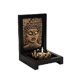 Decoration Wooden Frame with Stone Lord Budhha (Mahatama Budha) &amp;amp;amp; Diya &amp;amp;amp; Ganesha