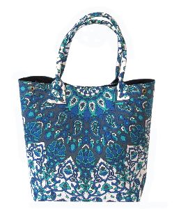 Blue Star Mandala Cotton Handbag