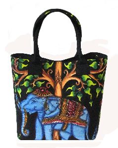 Elephant Tree Printed Cotton Handbag