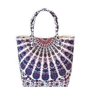 Multi Color Purple White Mandala Handbag