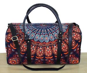 Multi Color Mandala Printed Cotton Duffel Bag