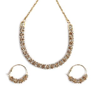 Ad Stone Diamond Studded Designer Gold Hasli Necklace set For women Jewellery