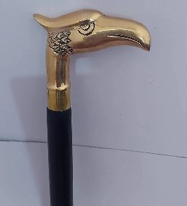 Golden Eagle Head Brass and Wooden Cane Walking Stick