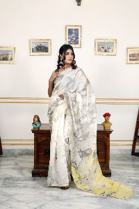 Chanderi Marble Flower Printed Saree