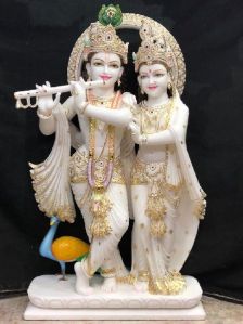 Marble Radha Krishna Statue, For Worship, Temple, Office, Home, Gifting, Garden, Pattern : Plain