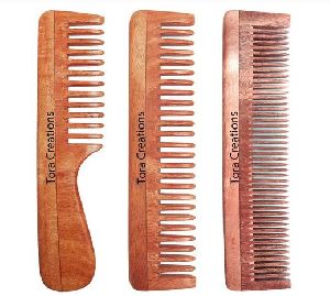 Neem Wood Set of 3 Wide Tooth Wide Tooth Handle & Medium Tooth Comb