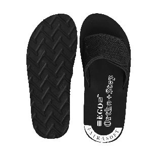 Black Velcro Adjustable Mens Slippers