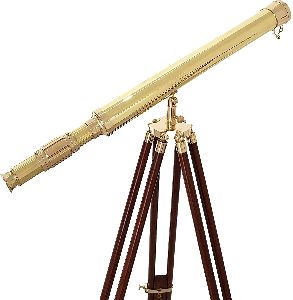 Brass Nautical Telescope With Wooden Tripod