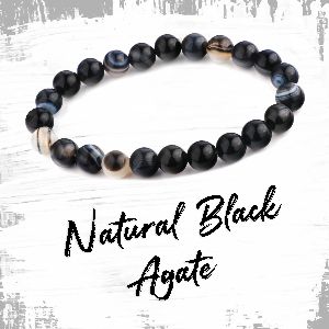 Certified Black Agate Gemstone Bracelet