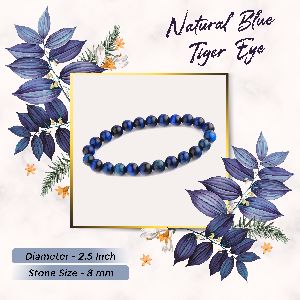 Certified Blue Tiger Eye Gemstone Bracelet