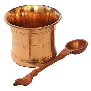 COPPER PANCH PATRA WITH ACHMANI PALI SPOON (SIZE 2 INCHES)