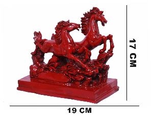 Pair Of Red Running Vastu Horses For Rapid Progress