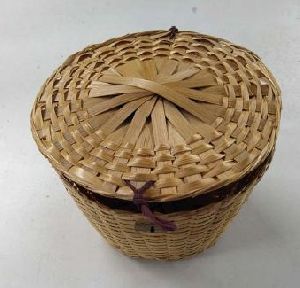 Bamboo Plain Storage Basket with Lid
